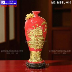 Mai bình tích lộc Thuận Buồm Xuôi Gió Dát Vàng màu Đỏ mã MBTL-010