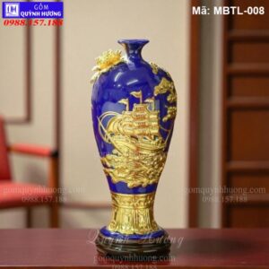 Mai bình tích lộc Thuận Buồm Xuôi Gió Dát Vàng màu xanh Dương mã MBTL-008