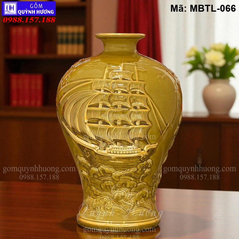 Mai bình vẽ vàng 24K cảnh Thuận Buồm Xuôi Gió cao cấp màu Vàng mã MBTL-066 Mai bình vẽ vàng 24K cảnh Thuận Buồm Xuôi Gió cao cấp màu Vàng mã MBTL-066