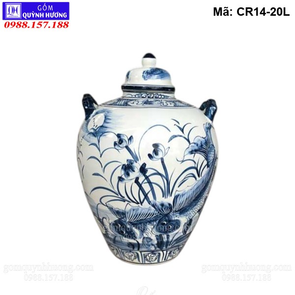 Bình ngâm rượu 20 lít cảnh Lý Ngư Vọng Nguyệt mã CR14-20L - Anh 2
