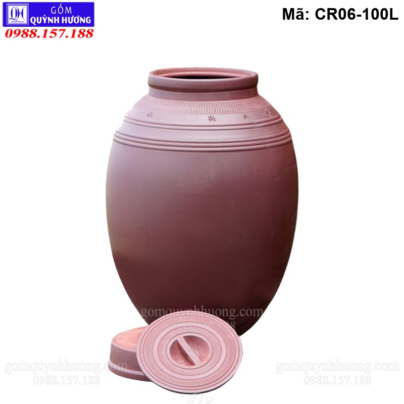 Chum đựng rượu 100 lít nắp kép Bát Tràng mã CR06-100L