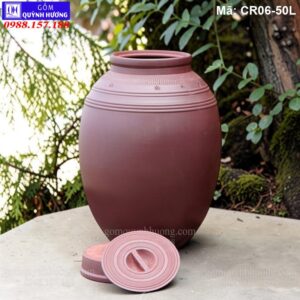 Chum gốm Bát Tràng 50 Lít, loại 2 nắp mã CR06-50L