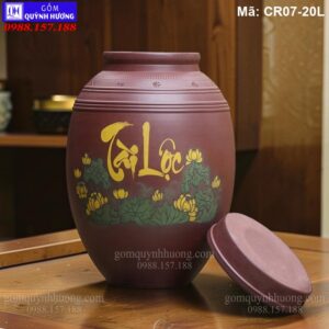 Chum sành ngâm rượu 20l tài lộc hoa sen mã CR07-20L