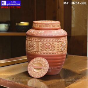Chum thổ cẩm Bát Tràng cỡ 30L mã CR51-30L